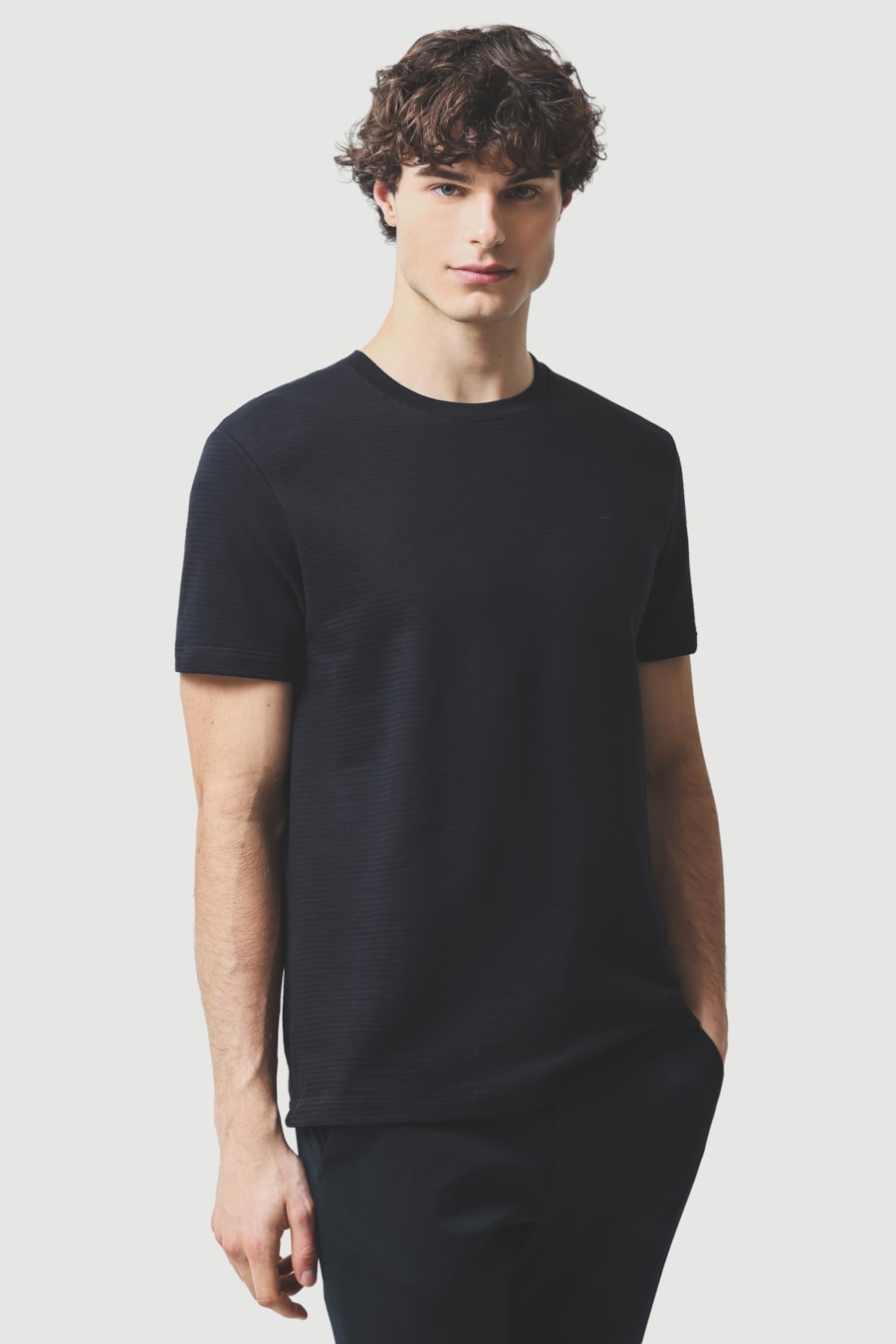 Camiseta Manga Curta Malha Gorgurão Marinho — foto 1 de 5