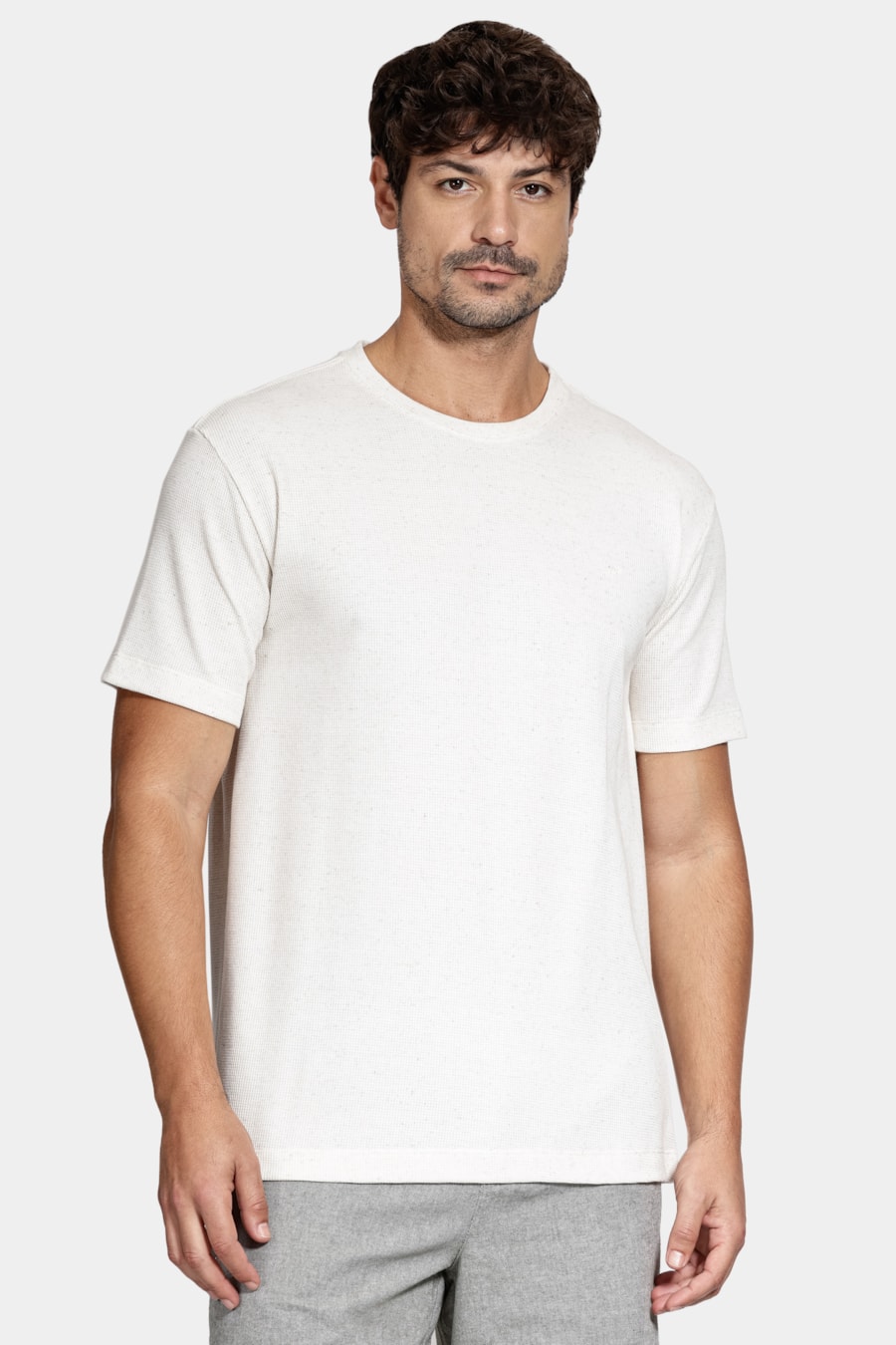 Camiseta Manga Curta Malha Maxilin Natural — foto 1 de 5