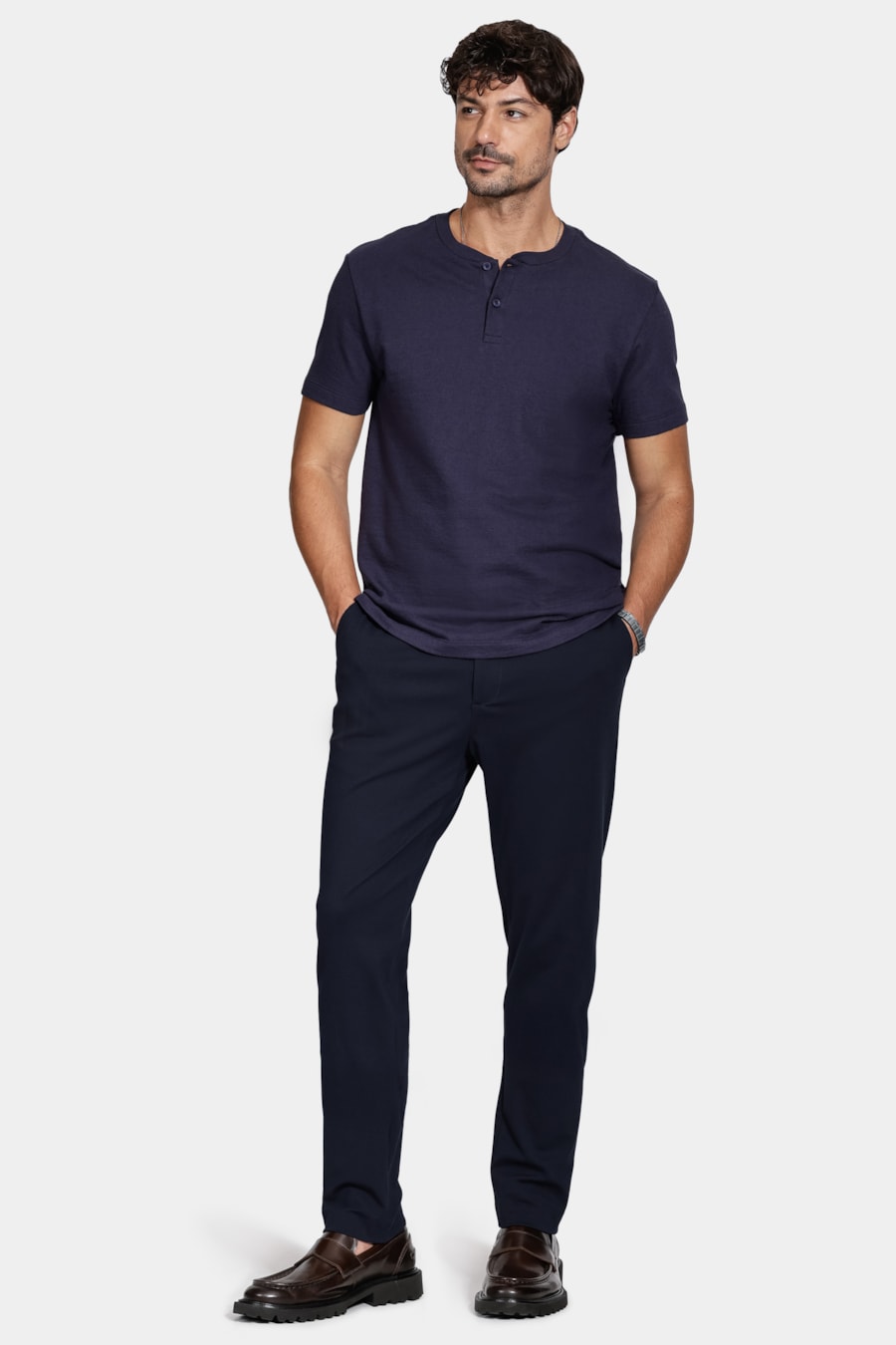 Camiseta Manga Curta Malha Portuguesa Tricot Navy — foto 2 de 5