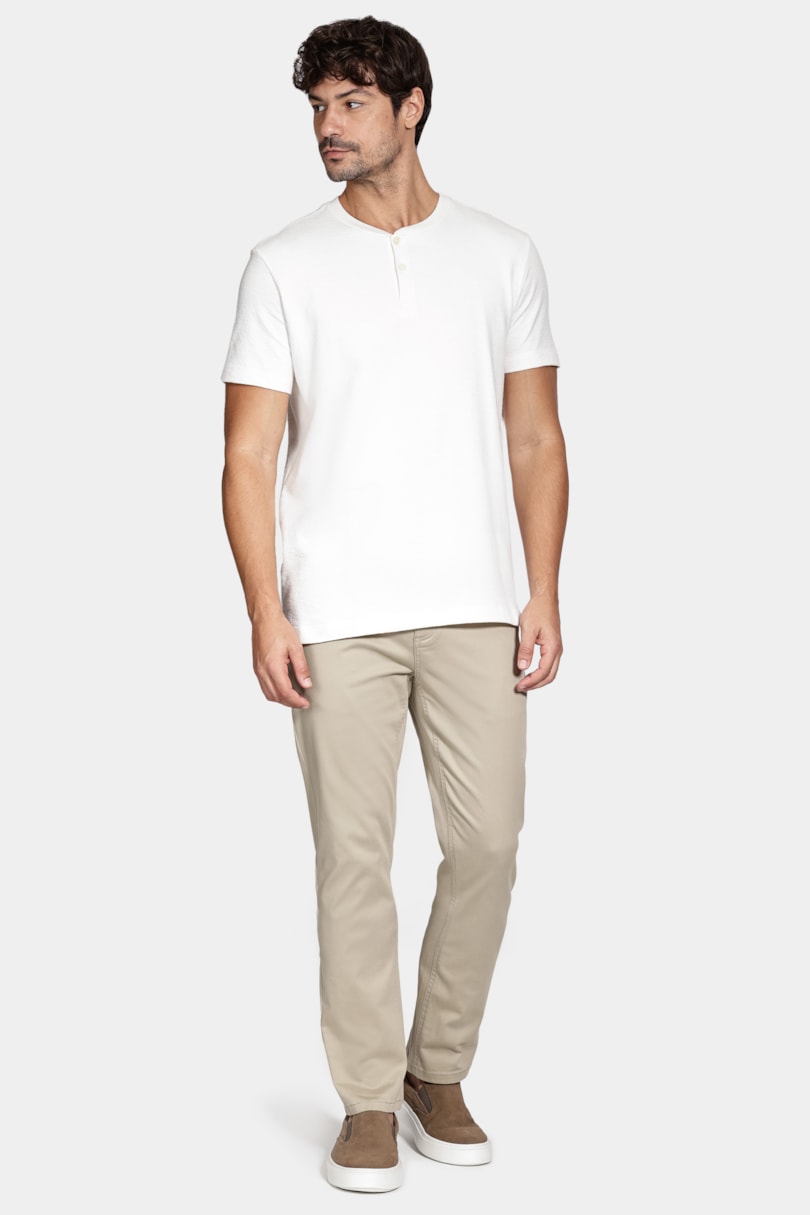 Camiseta Manga Curta Malha Portuguesa Tricot Off White