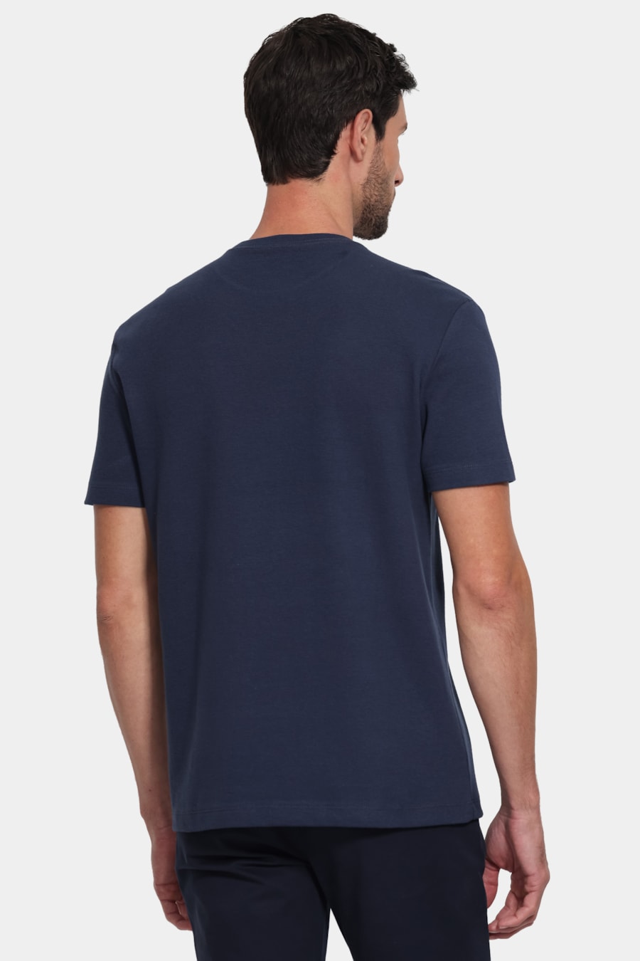Camiseta Manga Curta Malha Quadriculada Marinho — foto 4 de 5