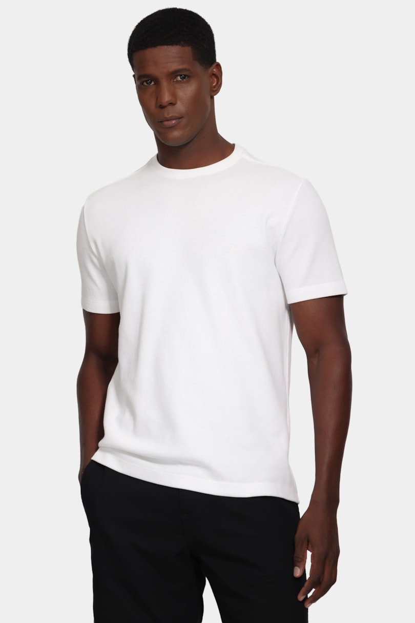 Camiseta Manga Curta Malha Quadriculada Off White