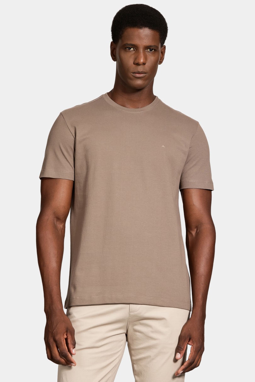 Camiseta Manga Curta Malha Quadrile Amendoa