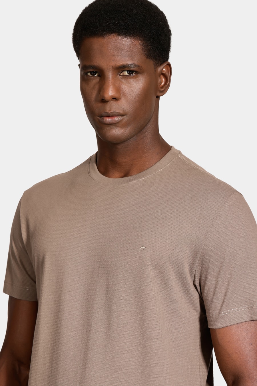 Camiseta Manga Curta Malha Quadrile Amendoa — foto 3 de 5