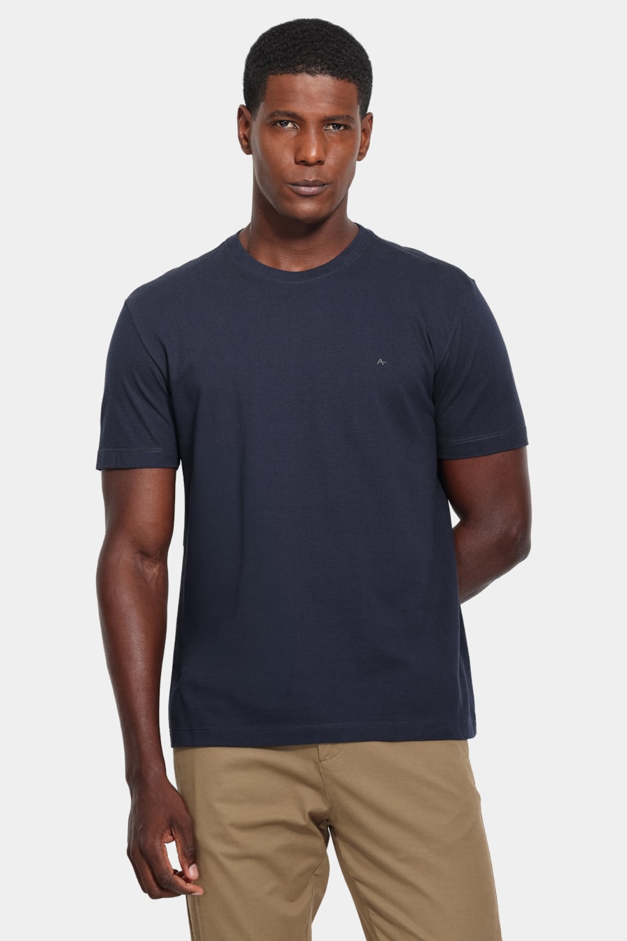 Camiseta Manga Curta Malha Quadrile Marinho — foto 1 de 5