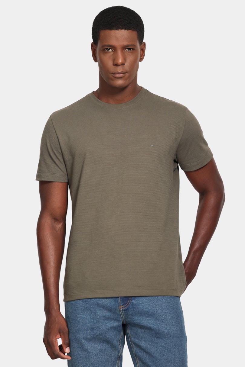 Camiseta Manga Curta Malha Quadrile Verde Oliva