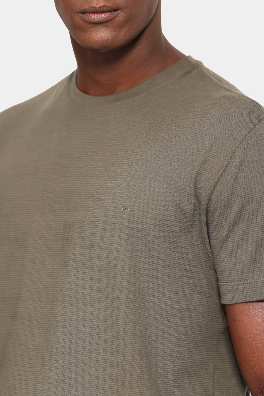 Camiseta Manga Curta Malha Quadrile Verde Oliva — foto 2 de 5