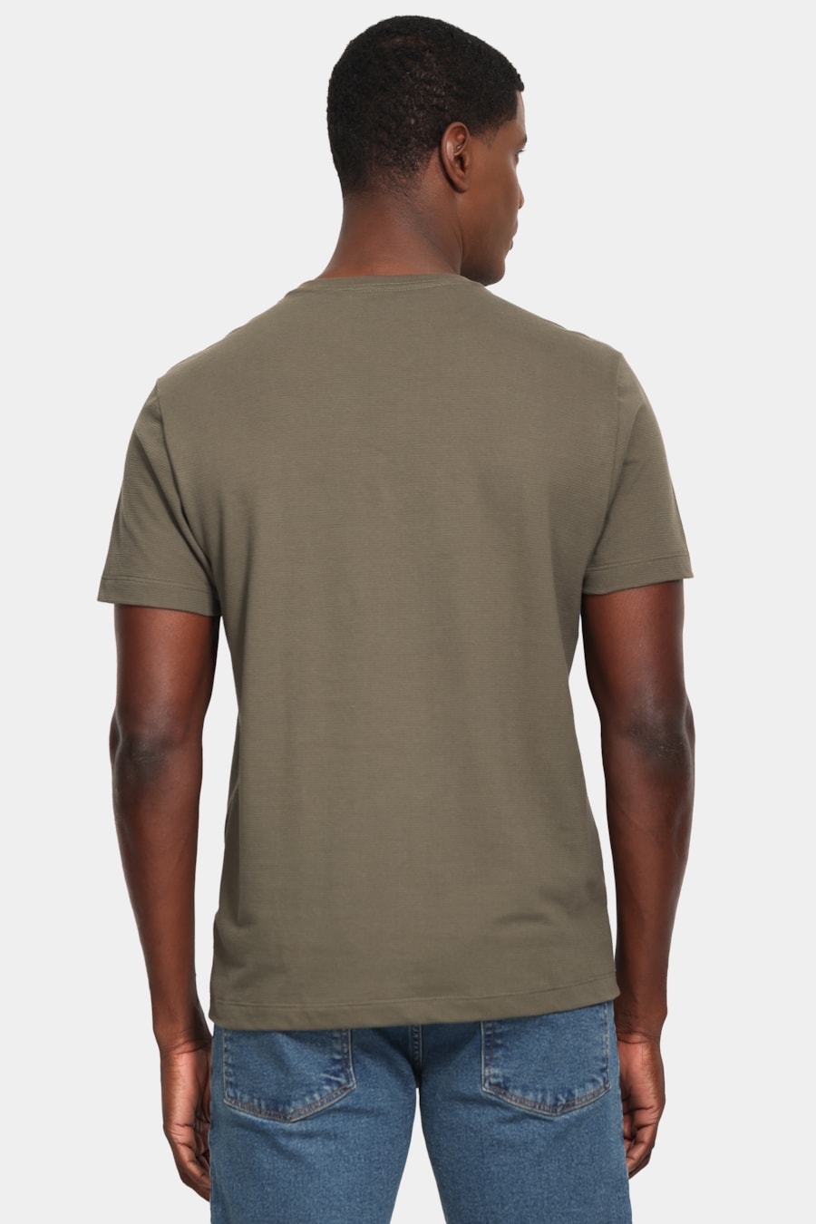Camiseta Manga Curta Malha Quadrile Verde Oliva — foto 3 de 5