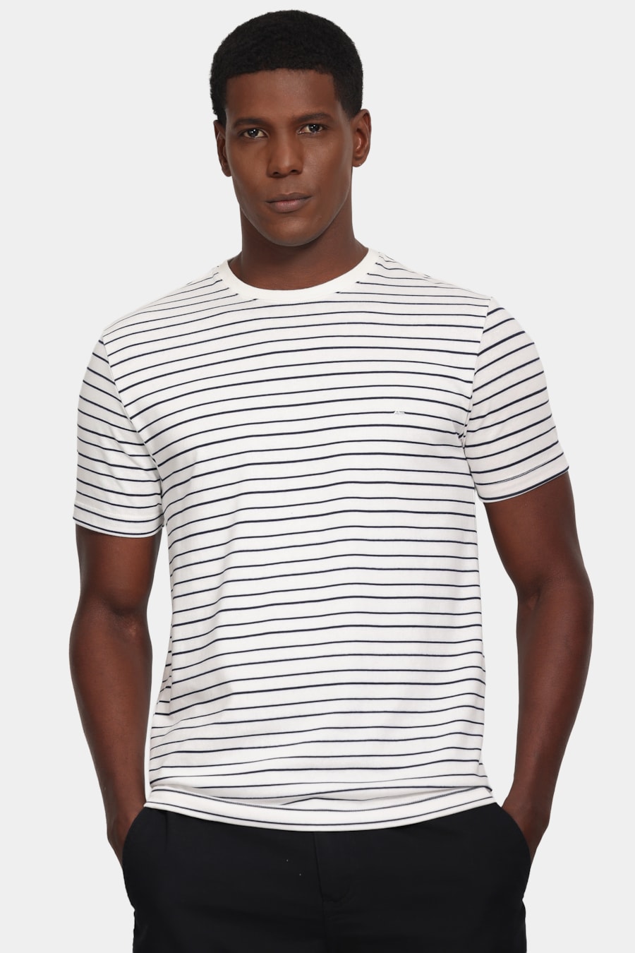 Camiseta Manga Curta Malha Rugby Branco C/Marinho — foto 1 de 5