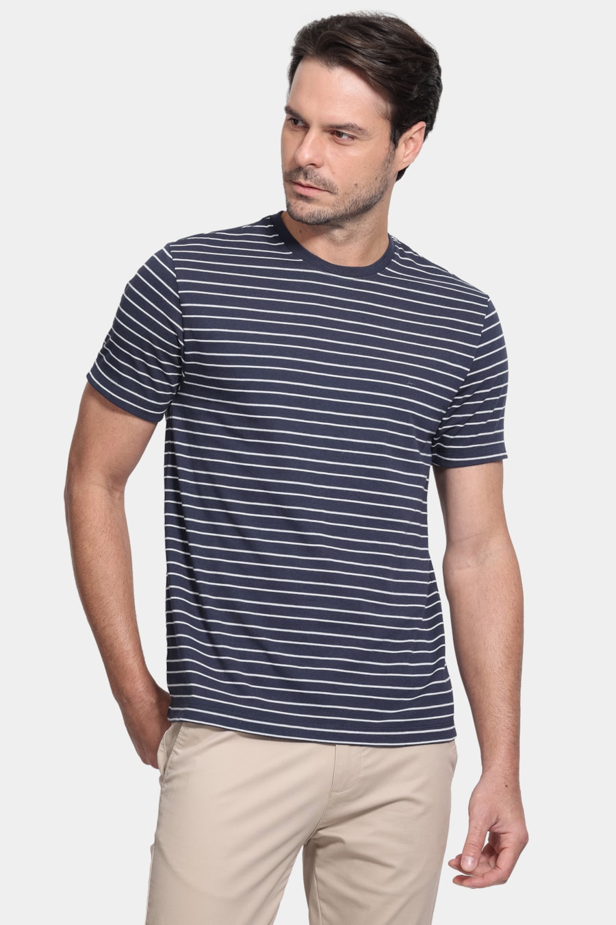 Camiseta Manga Curta Malha Rugby Marinho/Branco — foto 1 de 5