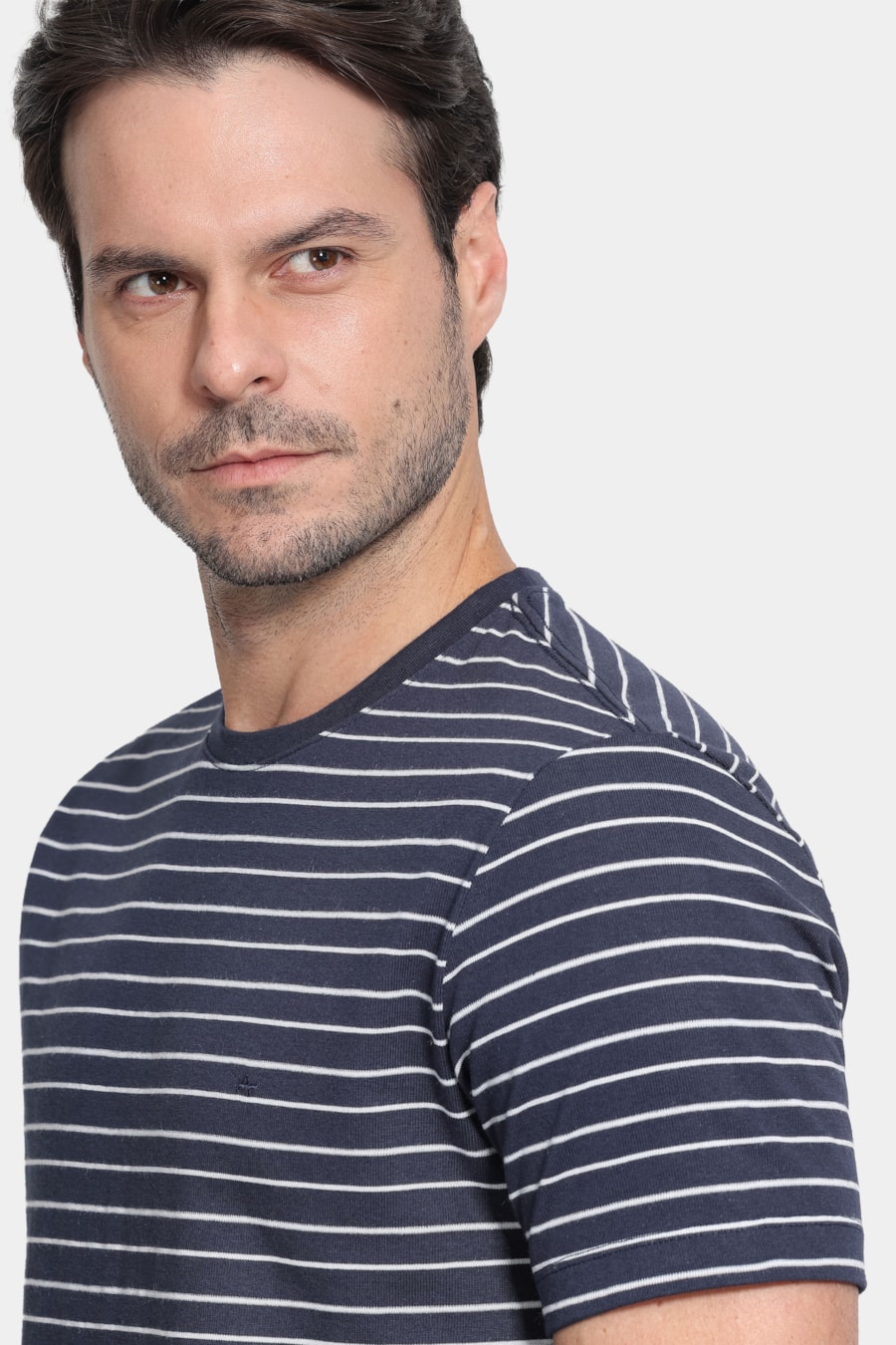 Camiseta Manga Curta Malha Rugby Marinho/Branco — foto 3 de 5