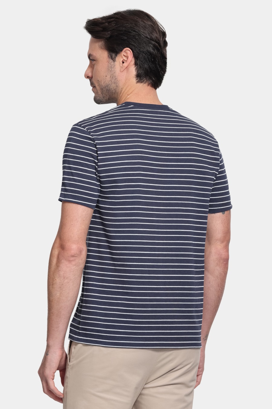 Camiseta Manga Curta Malha Rugby Marinho/Branco — foto 4 de 5