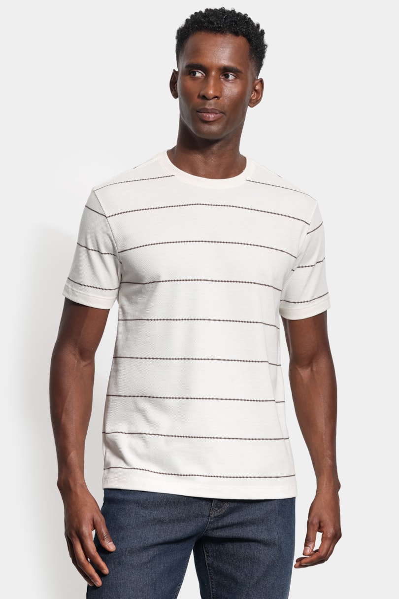 Camiseta Manga Curta Malha Rusc Chocolate C/ Off White