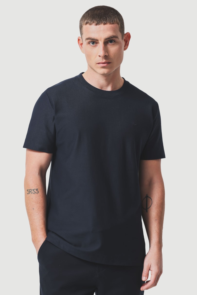 Camiseta Manga Curta Malha Sarjada Marinho