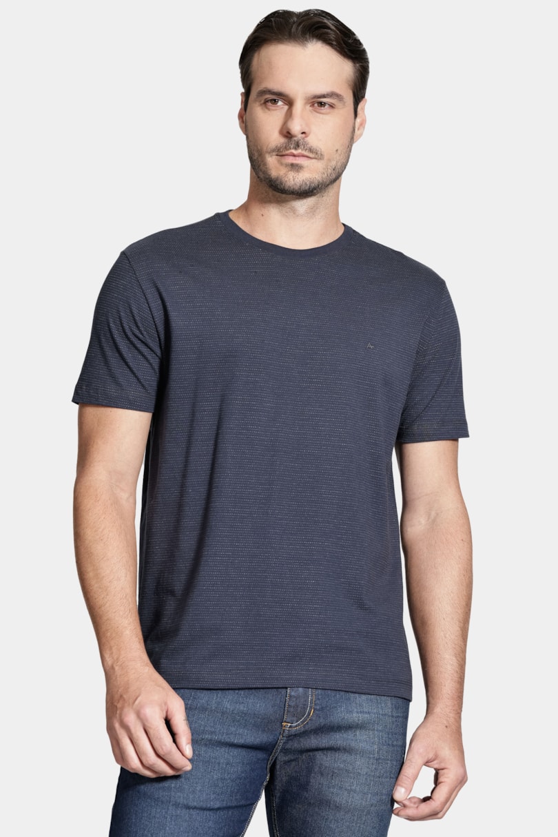 Camiseta Manga Curta Maquinetada Marinho