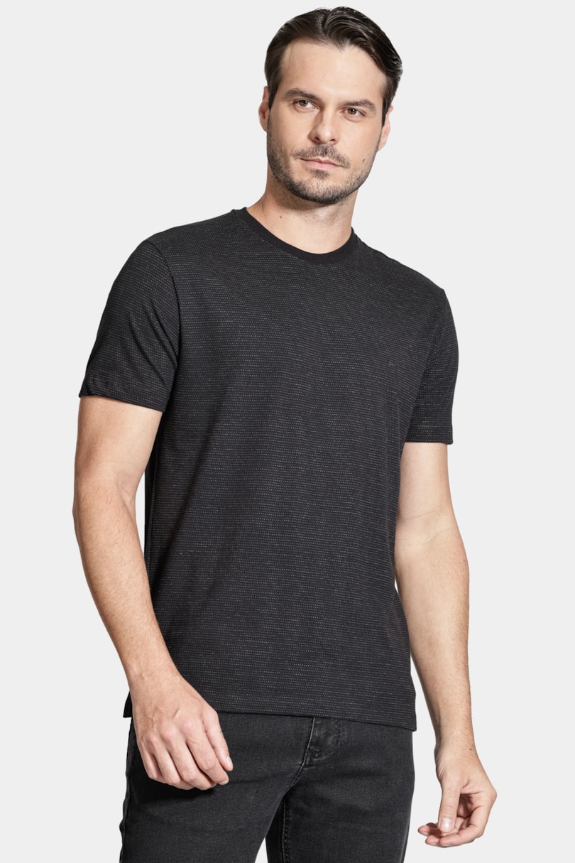 Camiseta Manga Curta Maquinetada Preta