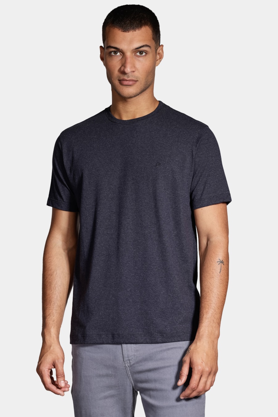 Camiseta Manga Curta Melange Azul Marinho — foto 1 de 4