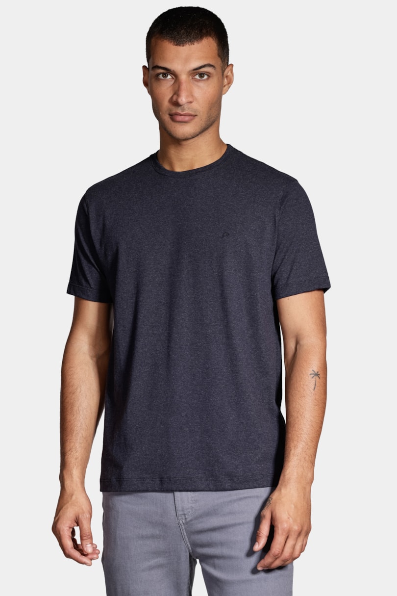 Camiseta Manga Curta Melange Azul Marinho