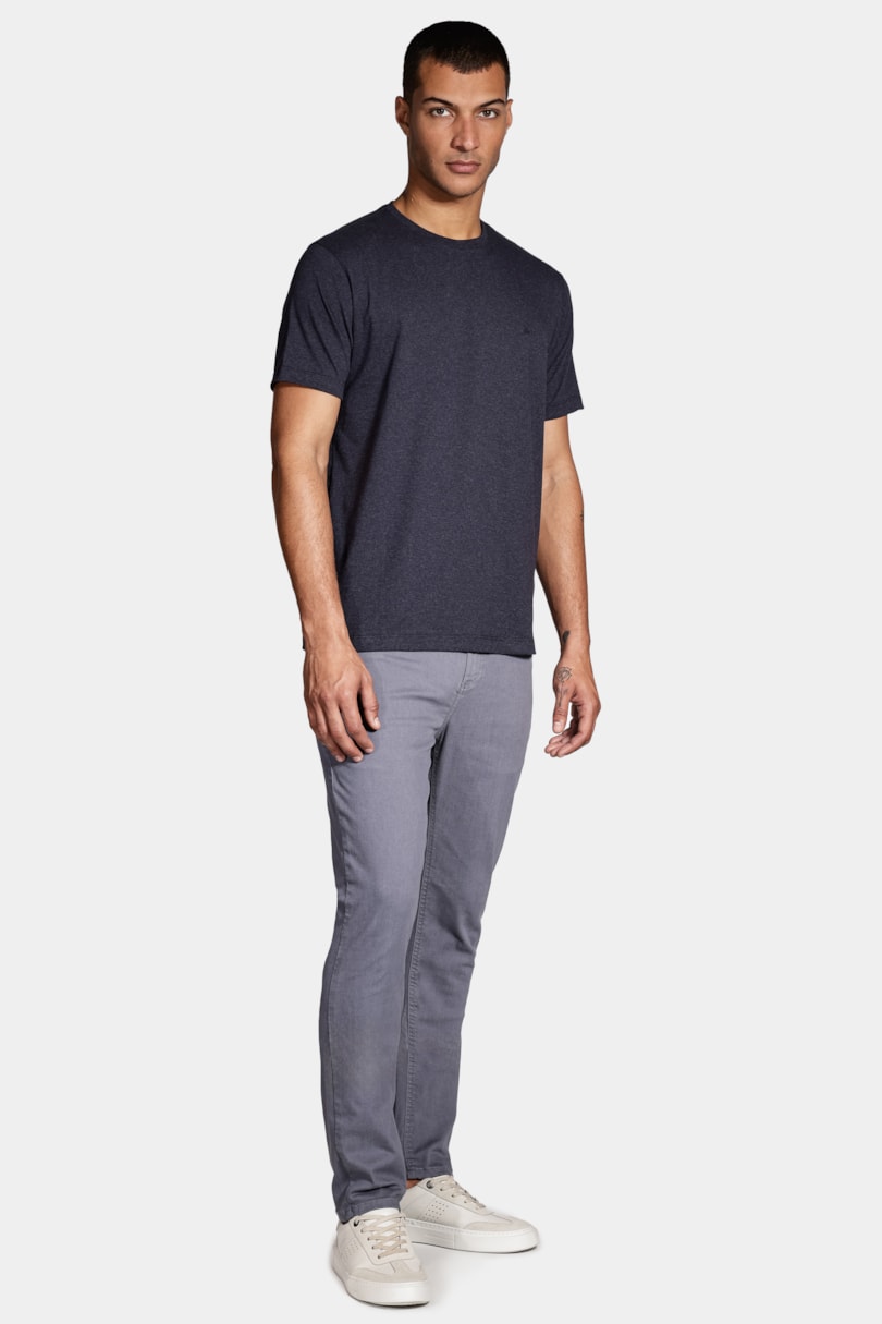 Camiseta Manga Curta Melange Azul Marinho