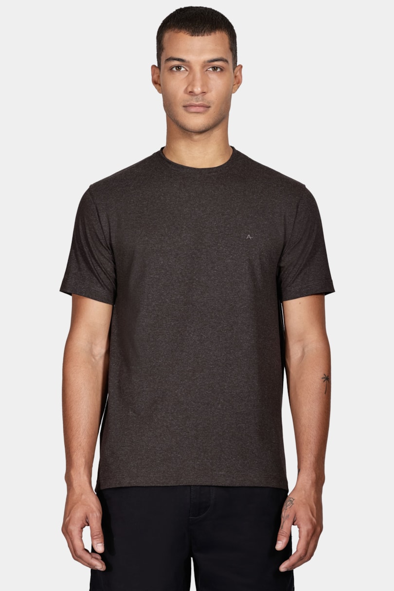 Camiseta Manga Curta Melange Marrom Café