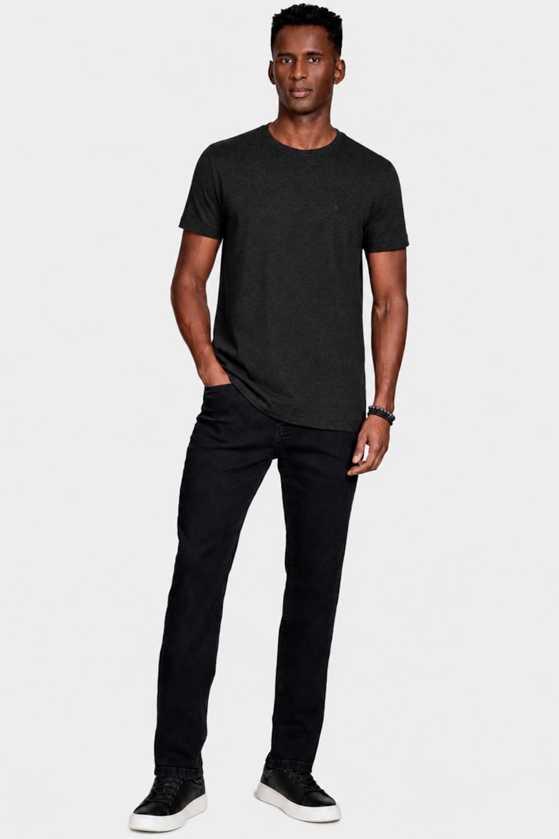 Camiseta Manga Curta Melange Preto