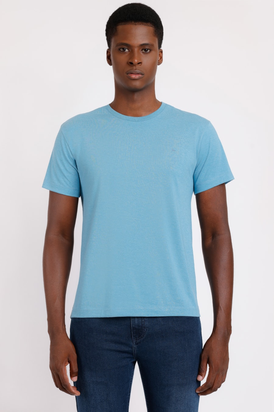 Camiseta Manga Curta Mescla Color Azul Claro — foto 1 de 4