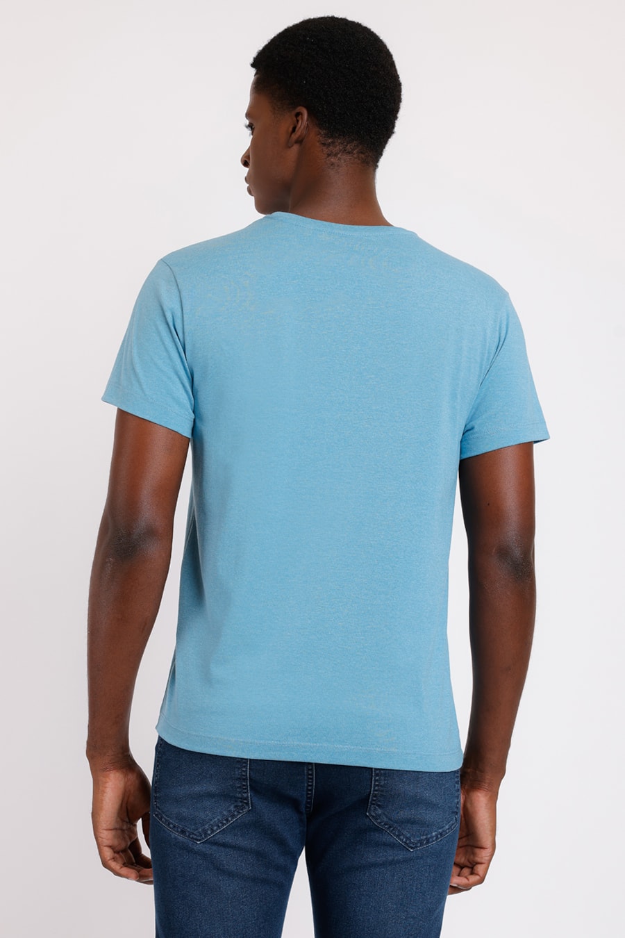 Camiseta Manga Curta Mescla Color Azul Claro — foto 4 de 4