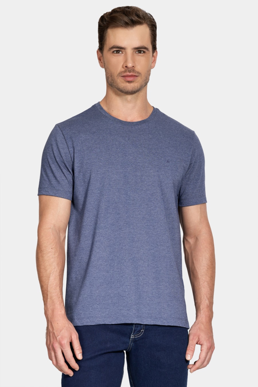 Camiseta Manga Curta Mescla Cores Azul Forte — foto 1 de 5