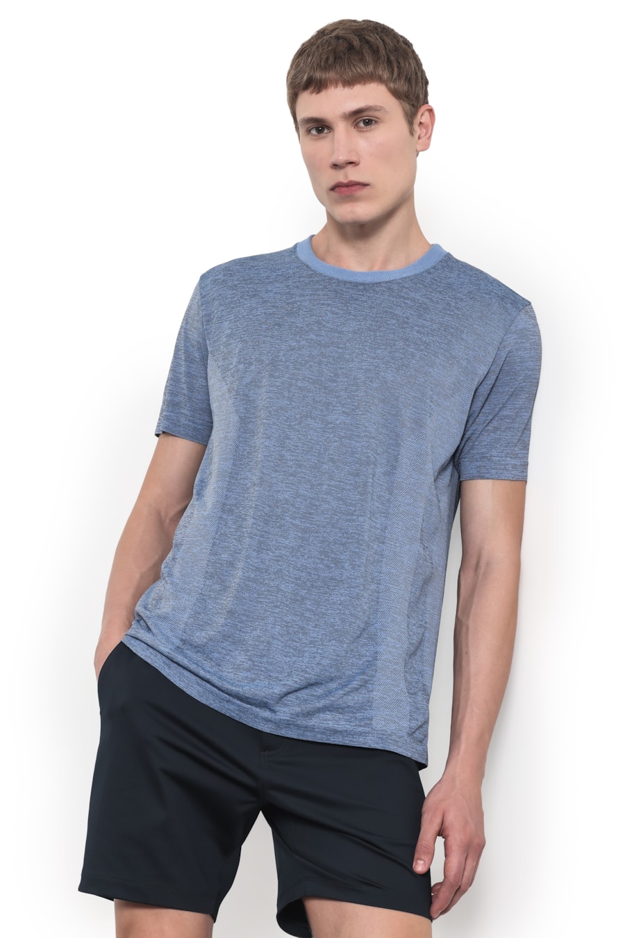 Camiseta Manga Curta Mescla Seamless Azul — foto 1 de 5