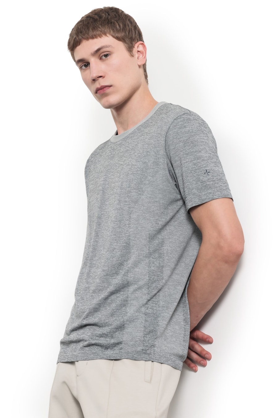 Camiseta Manga Curta Mescla Seamless Cinza Claro — foto 1 de 5
