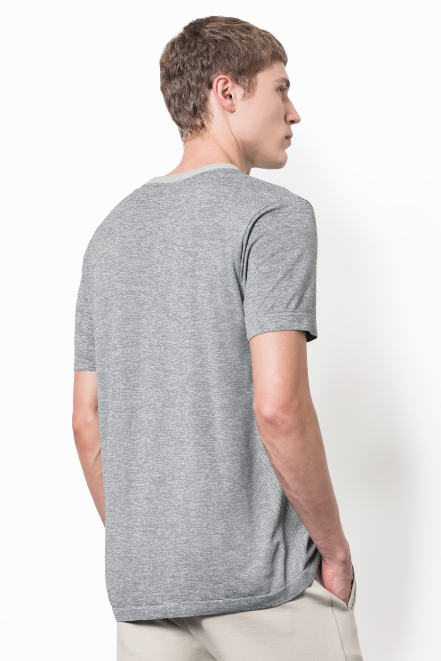 Camiseta Manga Curta Mescla Seamless Cinza Claro — foto 4 de 5