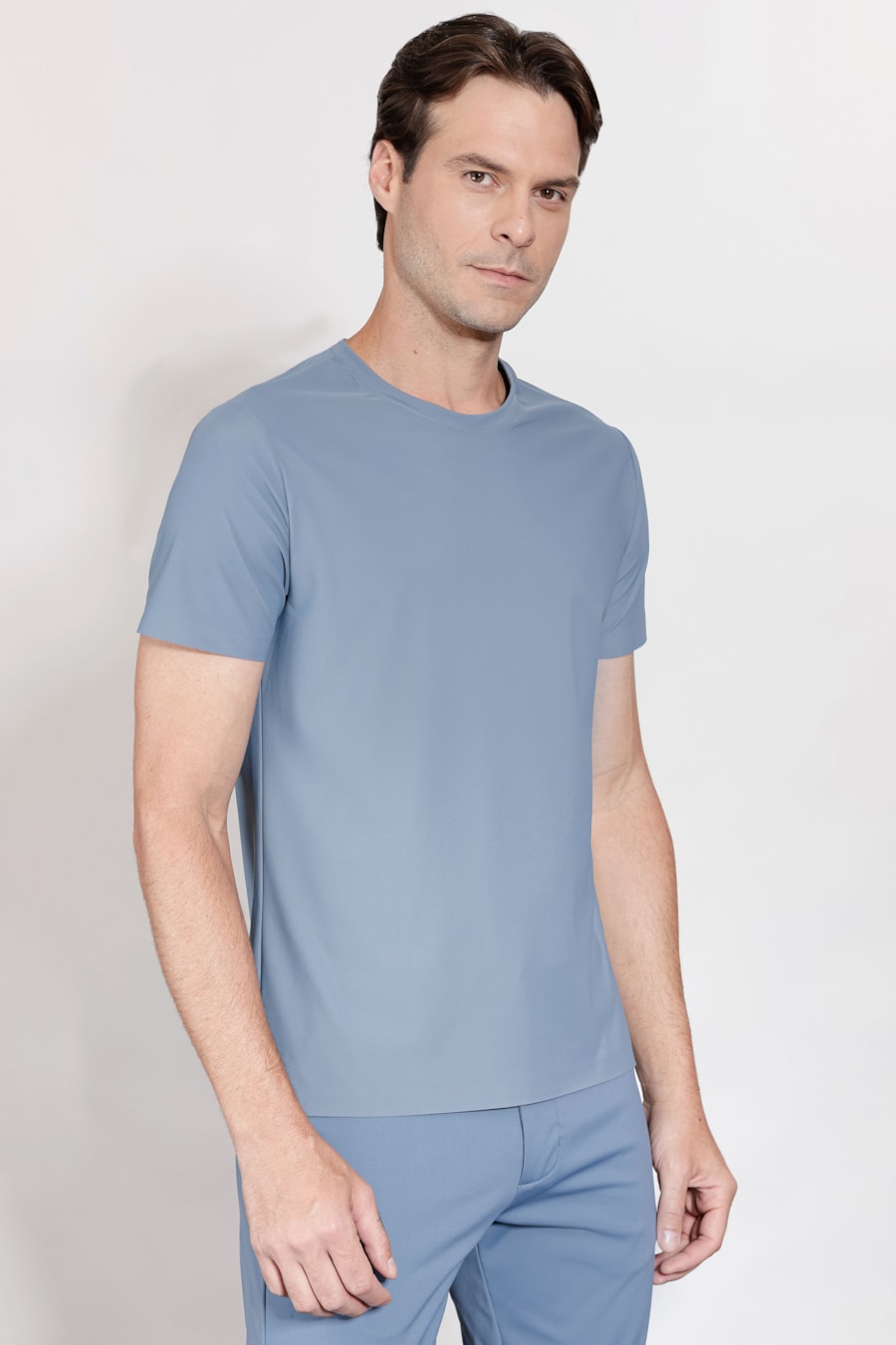 Camiseta Manga Curta Micro Piquet Bonded Azul Jeans — foto 1 de 5