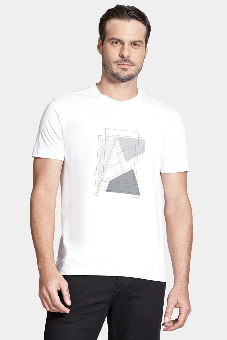 Camiseta Manga Curta Outline Geométrico Off White — foto 1 de 4