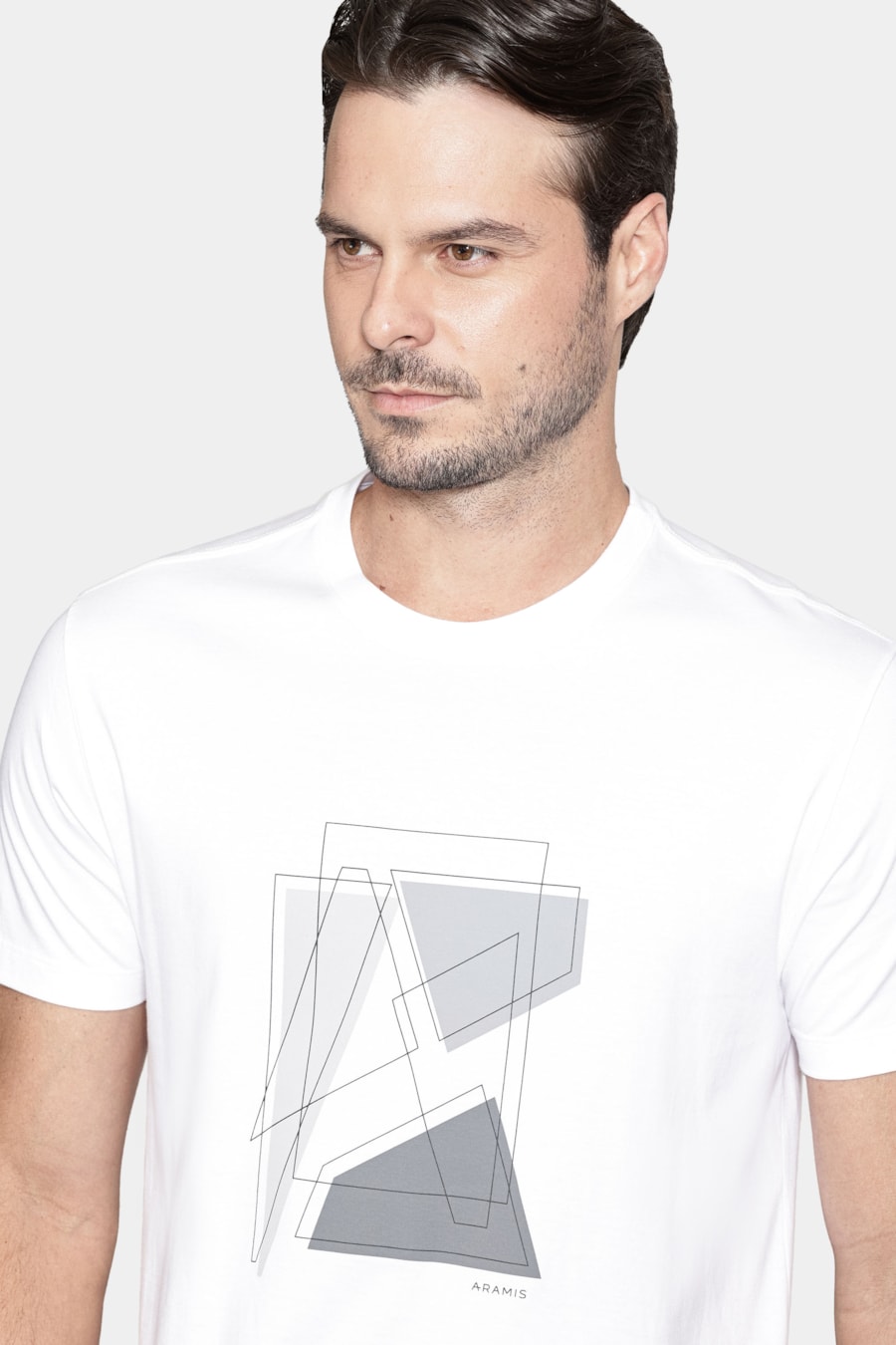 Camiseta Manga Curta Outline Geométrico Off White — foto 3 de 4