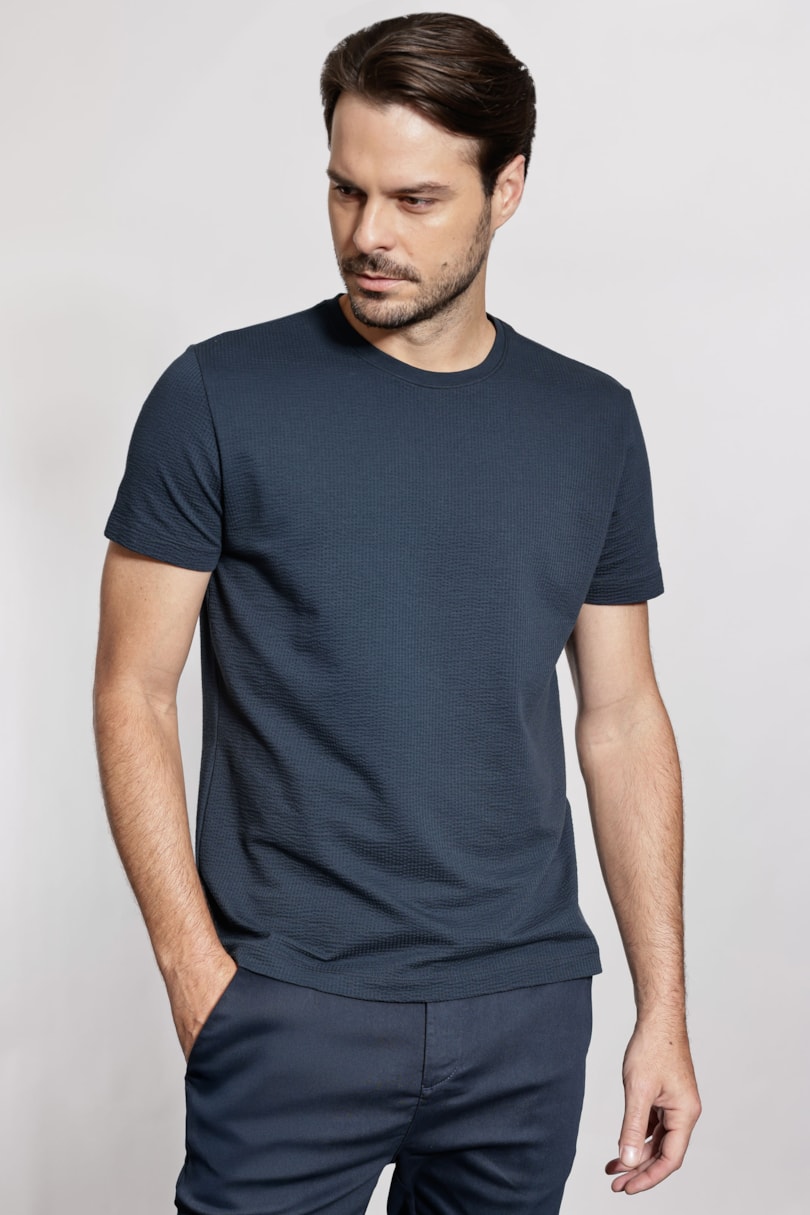 Camiseta Manga Curta Pima Performing Elastic Wave Marinho