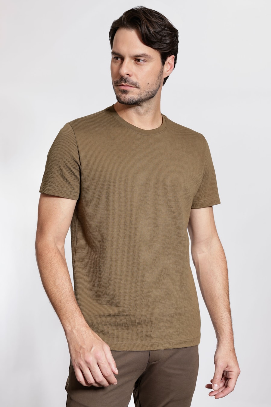 Camiseta Manga Curta Pima Performing Elasticwave Verde Militar — foto 1 de 5