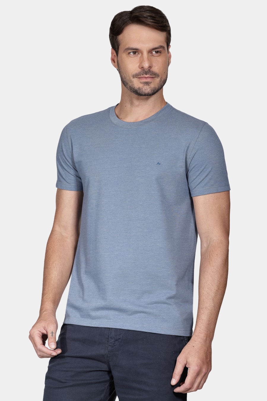Camiseta Manga Curta Piquet Azul Alumínio — foto 1 de 5