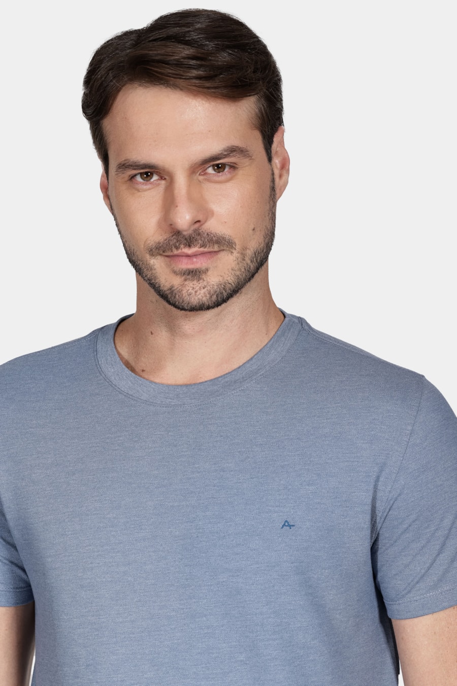 Camiseta Manga Curta Piquet Azul Alumínio — foto 3 de 5