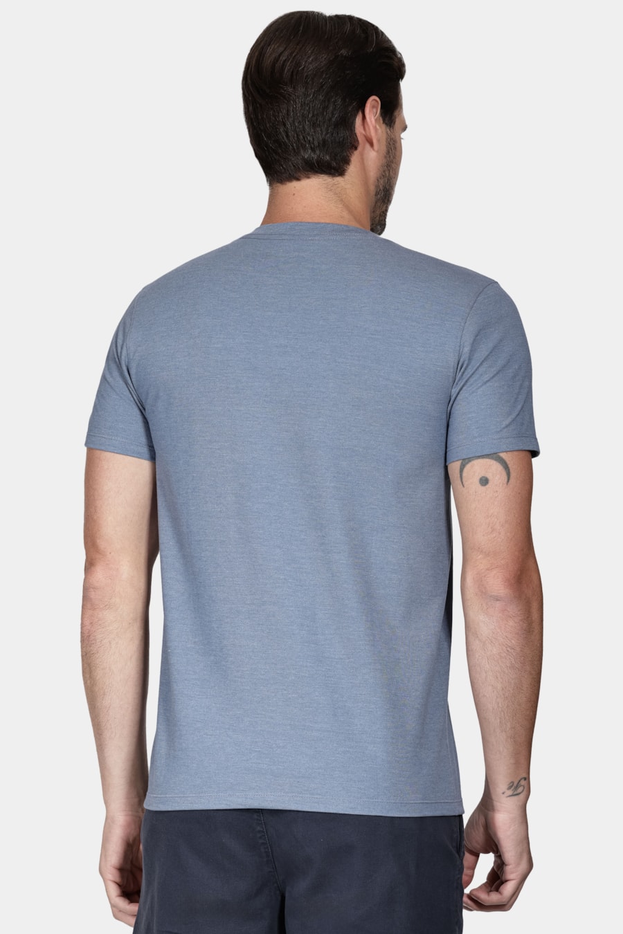 Camiseta Manga Curta Piquet Azul Alumínio — foto 4 de 5