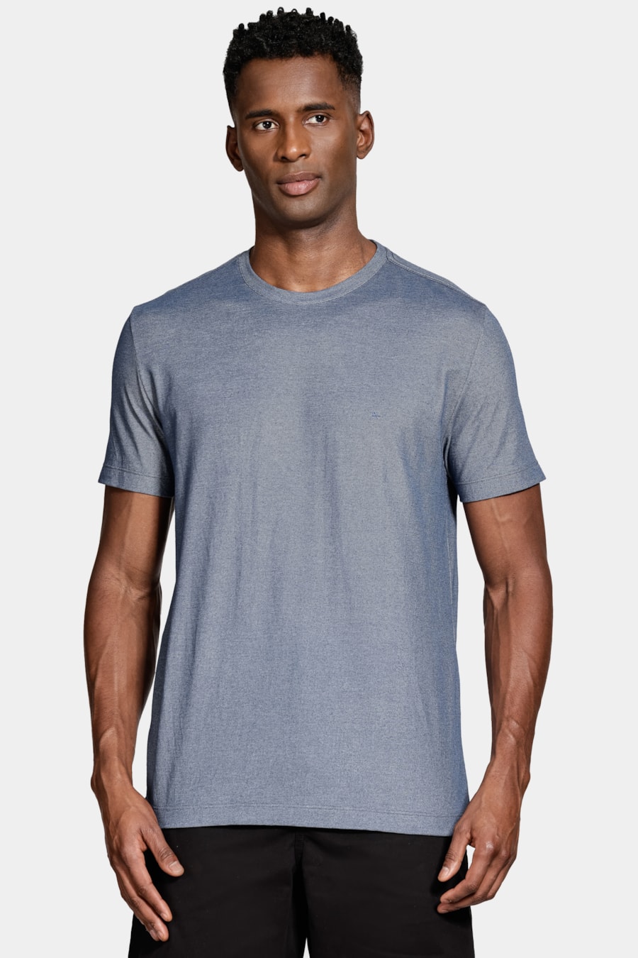 Camiseta Manga Curta Piquet Binado Azul Neblina — foto 1 de 5