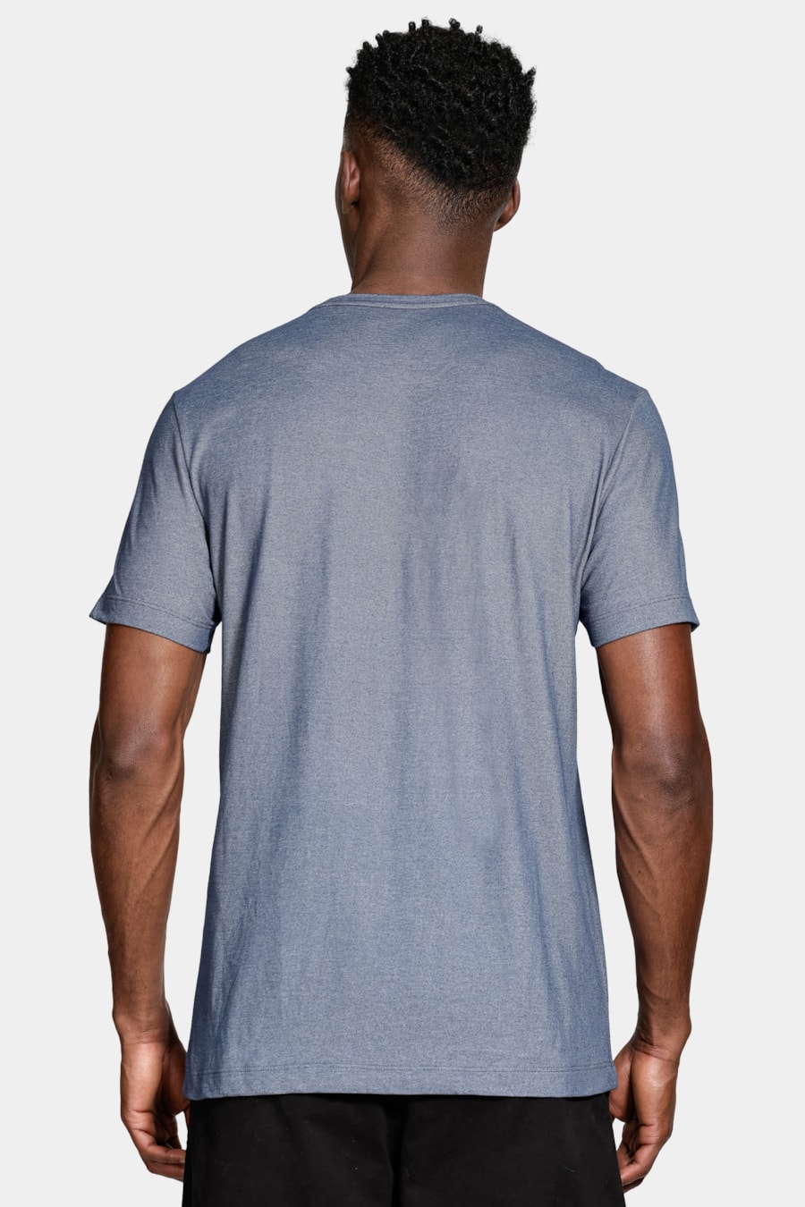 Camiseta Manga Curta Piquet Binado Azul Neblina — foto 4 de 5