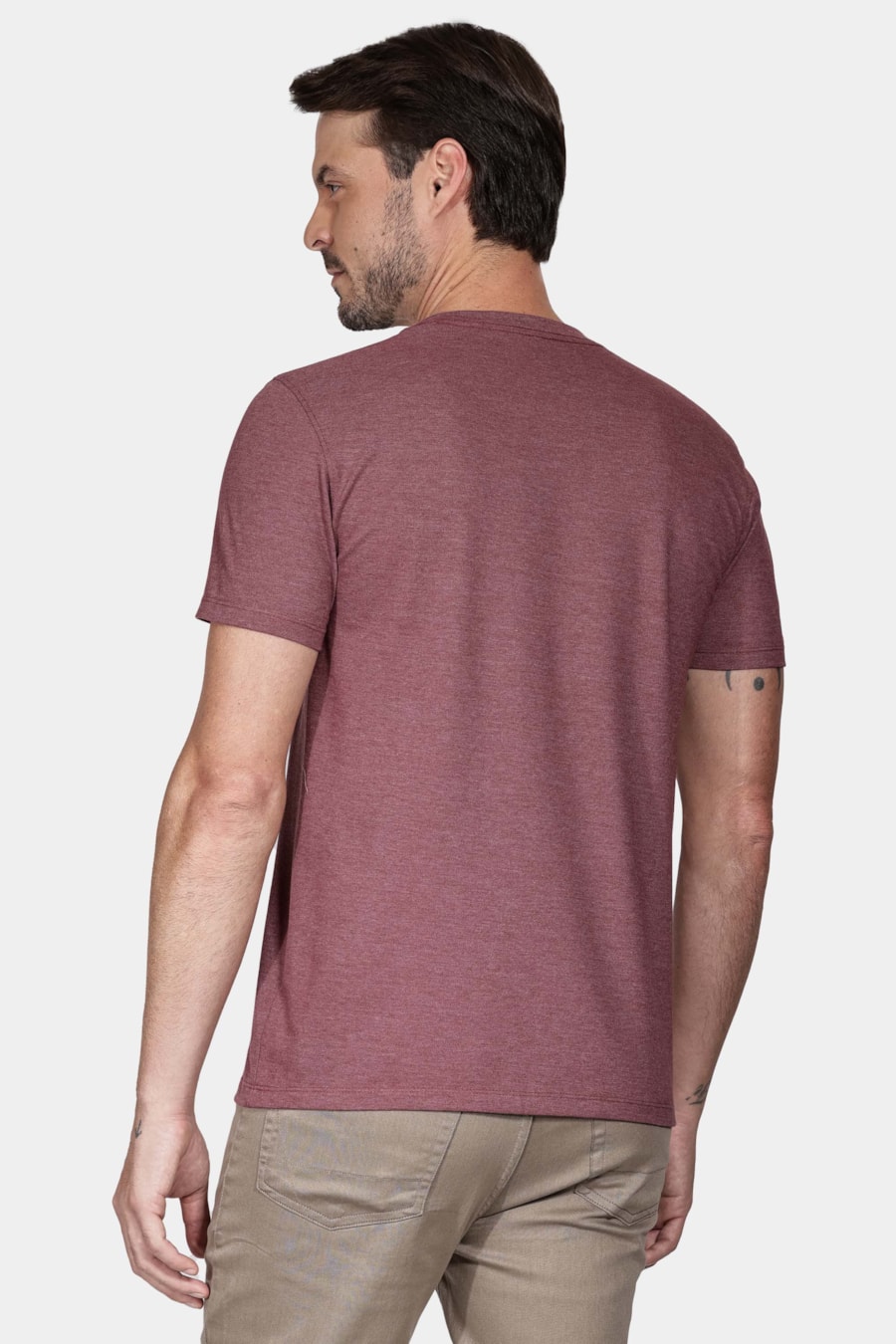 Camiseta Manga Curta Piquet Bordo Cabernet — foto 4 de 5