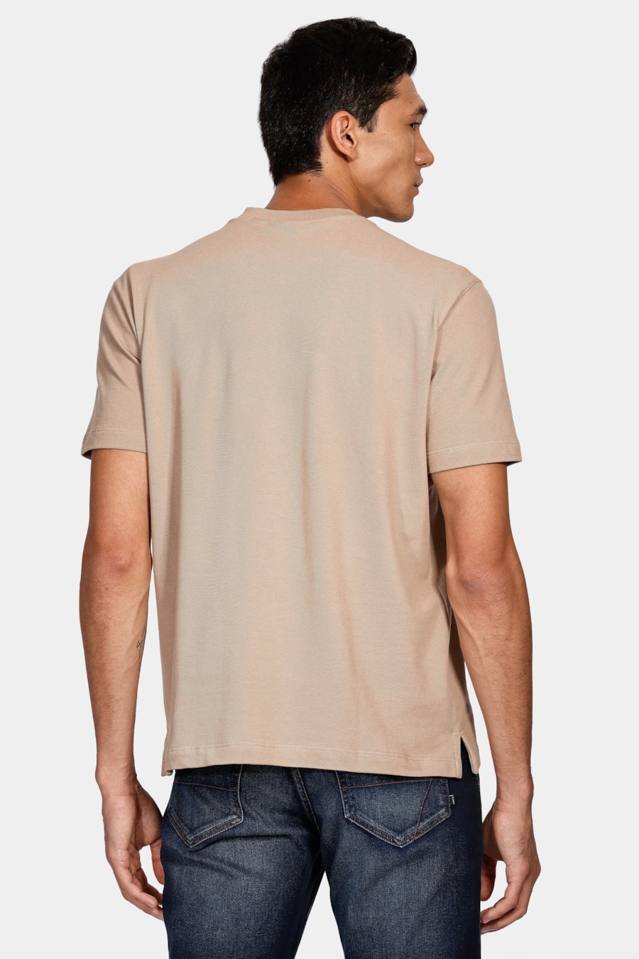 Camiseta Manga Curta Piquet Clássica Cáqui Natural — foto 4 de 4
