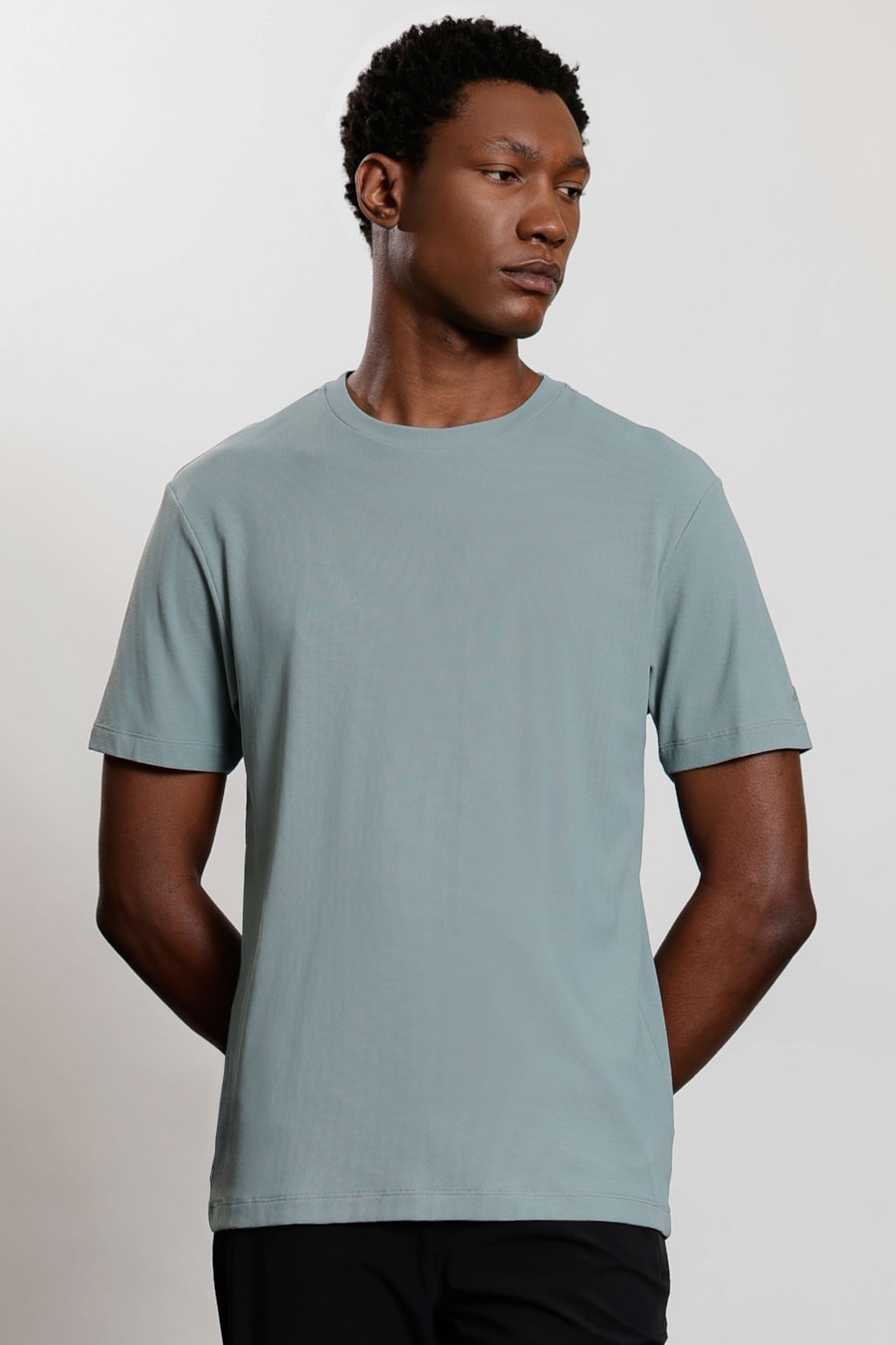 Camiseta Manga Curta Piquet Everyday Azul Jeans — foto 1 de 5