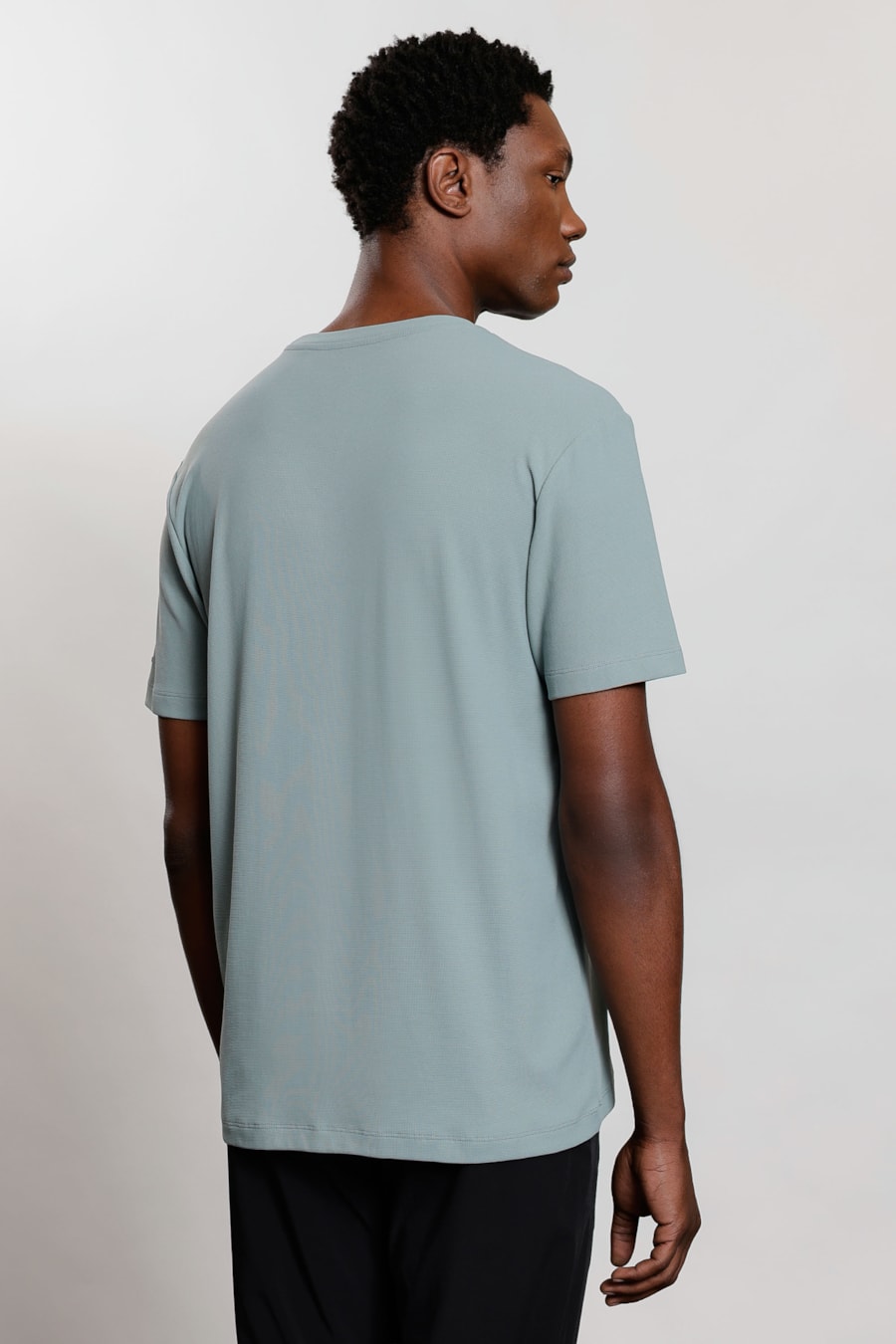 Camiseta Manga Curta Piquet Everyday Azul Jeans — foto 4 de 5
