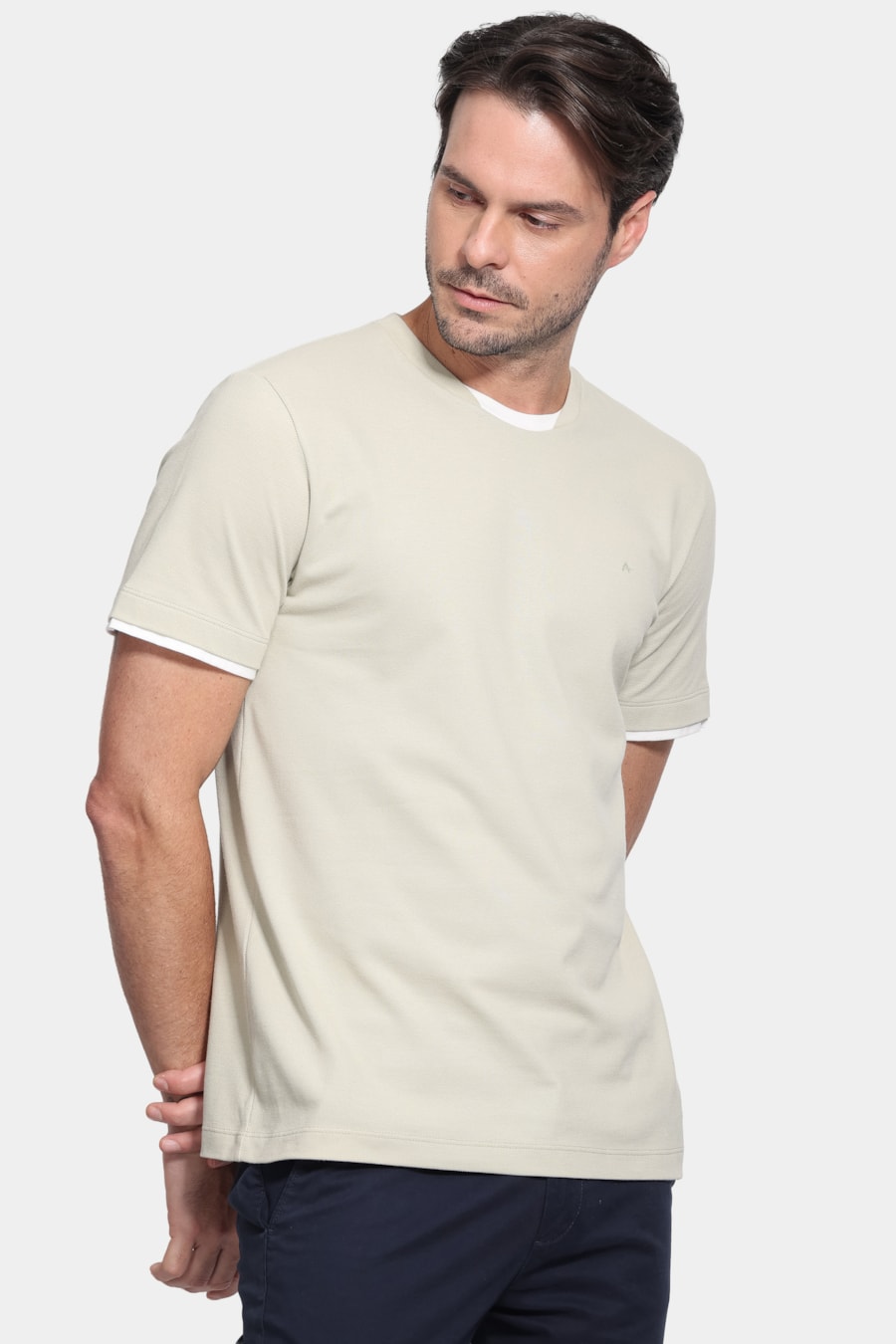 Camiseta Manga Curta Piquet Gola Dupla Pistache Claro 118 — foto 1 de 5