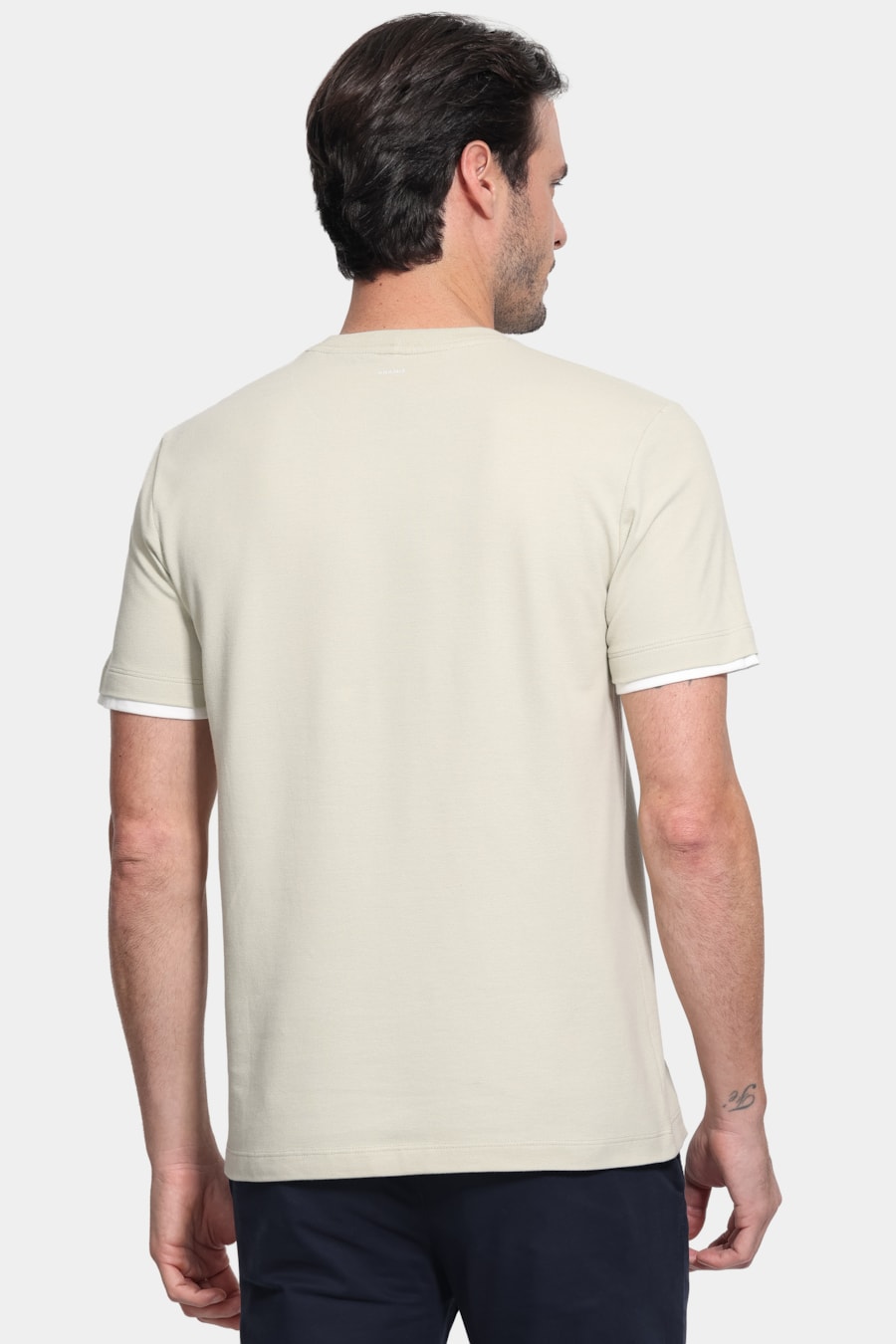 Camiseta Manga Curta Piquet Gola Dupla Pistache Claro 118 — foto 4 de 5