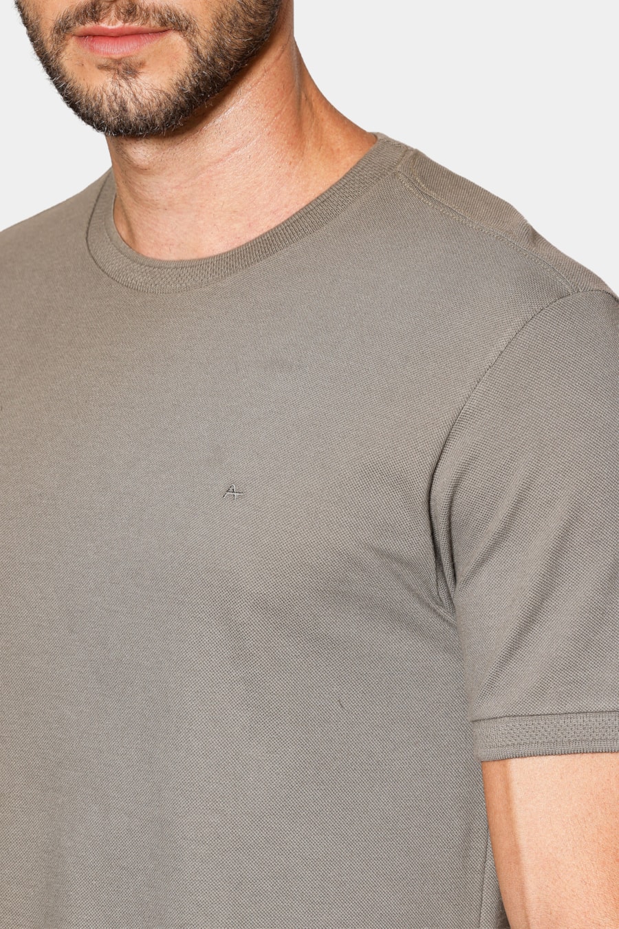 Camiseta Manga Curta Piquet Gola Jacquard Griss 117 — foto 3 de 5