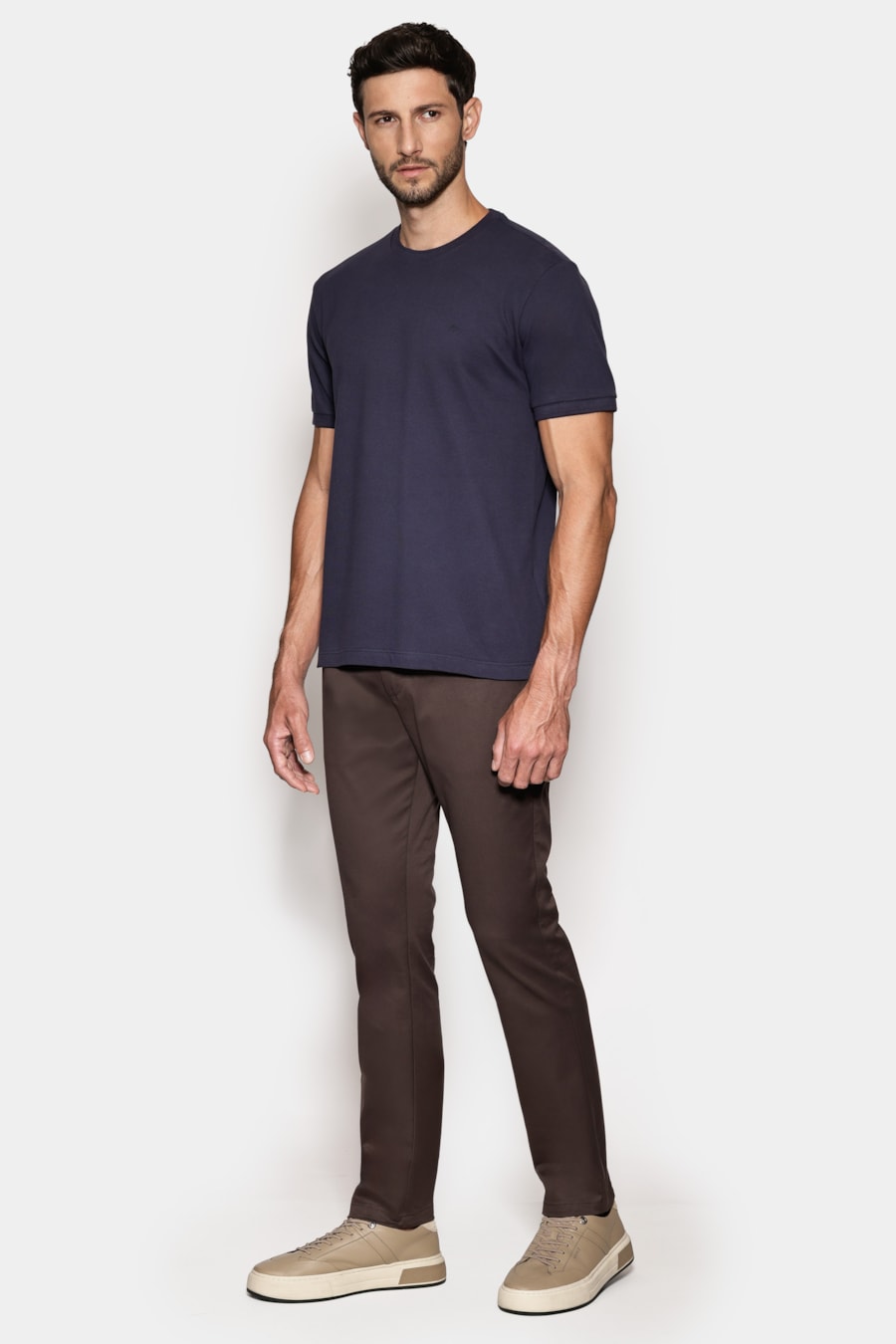 Camiseta Manga Curta Piquet Gola Jacquard Navy — foto 2 de 6