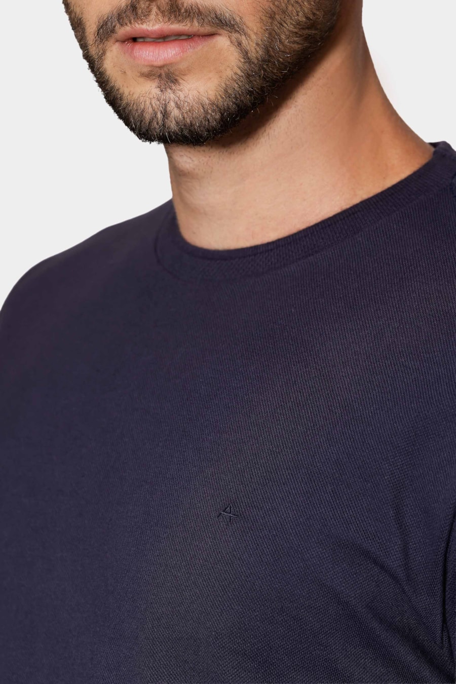 Camiseta Manga Curta Piquet Gola Jacquard Navy — foto 3 de 6